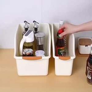 3pcs Heavy-Duty Plastic Multifunctional Storage Boxes with Curved Design & Space-Saving Curve Edges - or Colored Organizers Suit