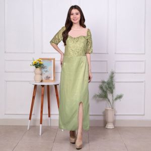 Long Dress Satin Pesta Brokat Mewah Gaun Wanita Viral Pakaian Wanita Luna Polos zh
