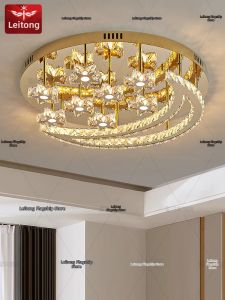 LEITONG | Modern Simple LED Round Creative Crystal Ceiling Light for Bedroom