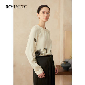 Spring Chinese Style Hawthorn Print Silk Shirt