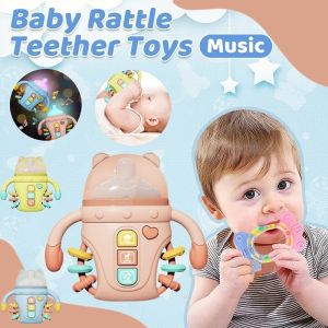 Baby Soothing Bottle Rattle Toy Musical Pacifier Soft Glue Can Chew Early Education Newborn Toy