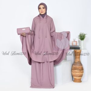 Mukena Katun Ultralight Polos Travelling 2in1 by Ulul Azmi - Hitam/Biru Laut/Turquoise/Putih