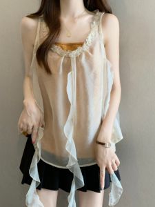 Summer Fashionable Plus Size Chiffon Top with Tie Set