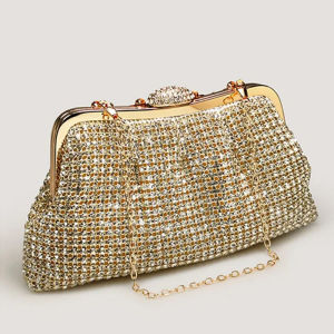 Wanita beg klac malam parti Formal perkahwinan Prom Purses Golden Glitter Purse mewah Elegant rantaian bahu beg