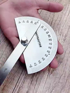 Stainless Steel Carpenter Angle Gauge 14cm 180° Semi-Circular Measuring Protractor for Woodwork