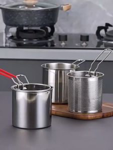 SK-C1233 Panci Deep Fryer 2IN1 Stainless Steel Panci Set Saringan Minyak Praktis Rebus Multifungsi