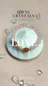 【OwniCrystos】人缘粉 Rose Quartz Strawberry Quartz Natural Pink Crystal Bracelet Bangle for Woman for gift