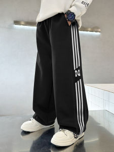 Thickened Fleece Casual Straight Leg Trousers for Boys Autumn Winter Sports Pants Teenagers Integrated Design Comfortable Fit