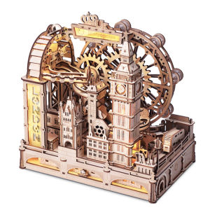 Robotime Rokr Marble Travel London Marble Run 3D Wooden Puzzle Interactive Gift for Kid Adult Challenging Craft for Handicraft Enthusiast