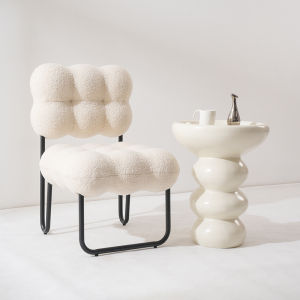 Mini Creamy Style Sofa Side Table Designer round Coffee Table Bedroom Small Table Artistic Corner Table Modern Simplicity