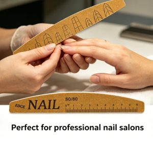 Professional Double-Sided Nail File Block 80/80Grit Suitable For Acrylic Gel And Natural Nails With Ruler & Nail Shape Template