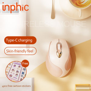 INPHIC M8 2.4G Wireless Mouse Rechargeable Silent Mouse for Laptop 1600DPI Ergonomic Optical Mouse Pink Aesthetics Long Batterry Lifetype C fast charge