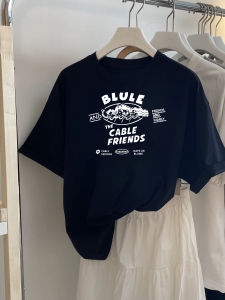 Áo Thun Cotton Tay Ngắn in Họa Tiết Phong Cách Châu Âu Mùa Hè Rộng Rãi Đa Năng Áo Thun Nữ Thời Trang Thường Ngày