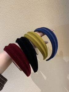 Elegant Velvet Hair Band Retro WineRed HighTop WideBorderWomens Stylish SpongeHairband Fashion Hair Jewelry