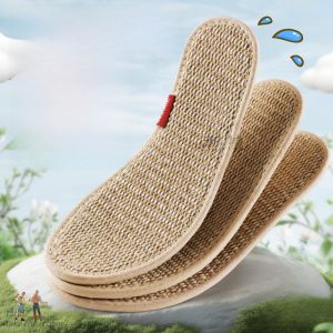 LINGMIAO | แผ่นรองเท้าเด็กจากผ้าลินินและฝ้าย ซึมซับเหงื่อ ป้องกันกลิ่น ระบายอากาศ