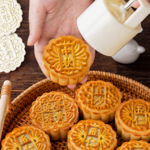 MONLEYTA | New Mooncake Mold Hand-Press Baking Stamping Tool