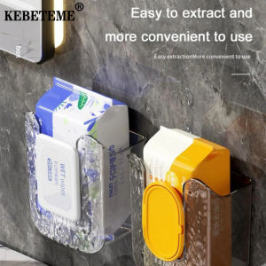 KEBETEME 2PCS Kitchen Wipes Storage Box Easy To Remove Wipes No Punching Wall Mounted Paper Towel Holder Wipes Dispenser Bathroom Wipes box