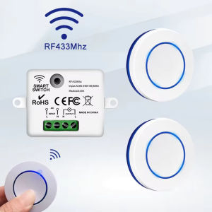 RF 433MHz Wireless Remote Control Light Switch 220V 110V For LED Lamp 10A Relay Receiver Mini Round Button Wall Panel Switch