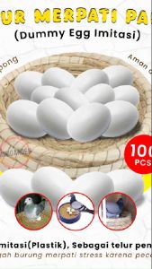 TELUR PALSU PACK 100 PCS telor merpati palsu plastik mainan burung dummy egg imitasi