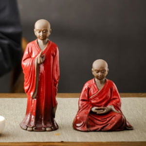 Ceramic Artisanal Figurine Zen Little Monk Tea Pet New Chinese Style Living Room Desktop Display Shelf Character Decoration