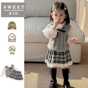 Princess Style Early Spring Three-Piece Set Baby Girl Vest Underwear Skirt School Outfit Cute Spring Clothing for Toddlers