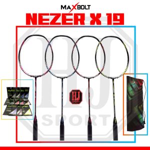 Raket Badminton Original Maxbolt Nezer X 19 Bonus Senar & Tas
