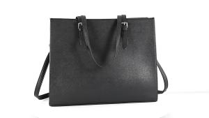 《 226 》 laptop bags for women 15.6 inch large leather tote bag ladies laptop handbag computer school shoulder bag business work bag Black