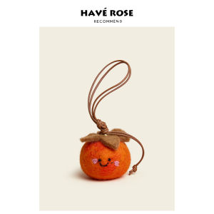 Original Haoverose Small Doll Bag Charm Wool Felt Tassel Bookbag Decorations Female Premium Feeling Persimmon Lucky Charm