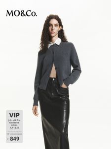 MO&Co. | Detachable Collar Wool Blended Knitted Cardigan