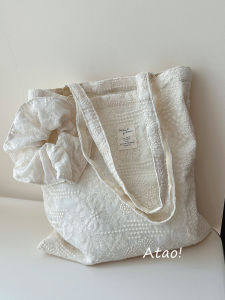 กระเป๋าสะพายไหล่ผ้าแคนวาสปักลูกไม้สไตล์วินเทจฝรั่งเศส กระเป๋าเครื่องสำอางผ้าฝ้าย กระเป๋าใส่ของใช้ประจำวันสำหรับผู้หญิง กระเป๋าใส่ผม