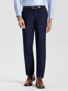 LANGDENG | Easy-to-Care Business Trousers Men Blue Straight