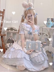 BabyFaceGirl Original Mini Creamy Bow Crossbody Bag Cute Sweet Lolita Girl Single Shoulder Bag PU Material Girls Fashion