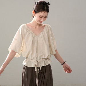 HTMEME | Tie-sleeve Tencel Linen Shirt for Women