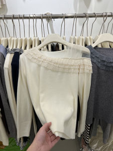 เสื้อสเวตเตอร์ถักคอวีแขนยาวผ้าขนสัตว์เนื้อนุ่มสไตล์ฝรั่งเศส ทรงสลิมฟิต ทรงเข้ารูป เสื้อชั้นในแฟชั่นสำหรับผู้หญิง