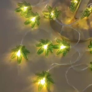 1PC 10/20 LED Green Leaf Fairy Lights Battery-Powered Used for Christmas Hanukkah Thanksgiving New Year Harvest Decoration