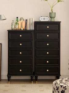 Modern Black Wooden Storage Cabinet Simple Style Wall-Mounted Bedroom Living Room Organizer Six Layers European Style Furniture