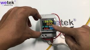 Đồng hồ SDM009 công tơ 6 thông số cài ray LCD góc rộng 40~300V 100A hiện đồng thời kWh kW V A Hz PF Sinotimer