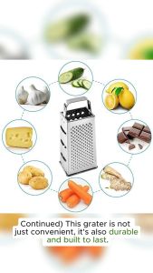 Kitchen Stainless Steel 4-Sided Food Grater Vegetable Cheese Shredder GRATER