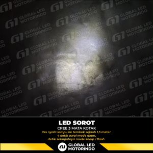 WERACE Lampu LED Sorot 3 Mata Kotak Bodi Aluminium