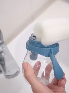 Cọ rửa đầu mút xốp mềm cọ 3 nấc cài thay đổi chiều dài cọ rửa bình sữa cốc có móc treo tiện lợi