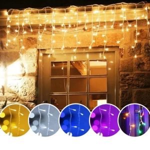 Led Icicle String Lights 4m Street Garland On The House 8 Modes Christmas Lights Outdoor For New Year Christmas Decoration