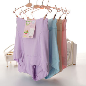 Export Japan Plus Size Womens High Waist Boxer Modal Cotton Summer Seamless Belly Contracting Underwear Plaid Soft Ladieswear