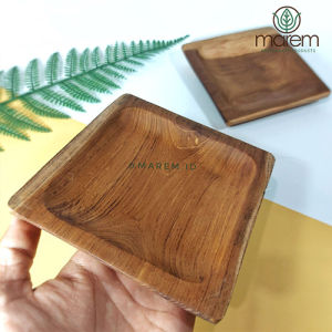 PIRING KAYU JATI | PIRING DESSERT | PIRING BUAH | PIRING SAJI KAYU KOTAK | PIRING SNACK KAYU