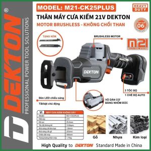 Thân máy cưa kiếm pin Dekton M21-CK25PLUS không chổi than màu xám và olive