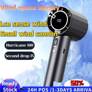 【Malaysia Spot Sale】Handheld small fan powerful portable large power mini large wind usb charging refrigeration digital display high speed small wind cannon