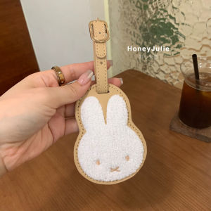 Kawaii Miffy Boris Embroidered Leather Luggage Tag Cute Luggage Identification Tag Anti Loss Check in Tag Name Tag Hanging Tag