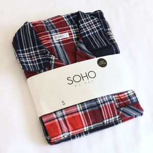 Womens Spring and Autumn Pure Cotton Flannel Cotton Brushed Cotton Long-Sleeved Trousers Pajamas Sets Lapel Fashion Simple Homewear