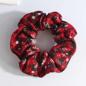 Retro Christmas Snowflake Fabric Hair Rope for Woman Fashion High Ponytail Hair Tie Girl Does Not Hurt The Hair Scrunchie
