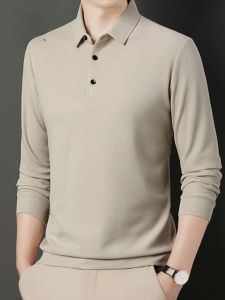 ROMON | เสื้อยืดคอโปโลแขนยาวหลวมๆ สำหรับผู้ชาย ฤดูใบไม้ร่วง 2024 แฟชั่นลำลอง ผ้าโพลีเอสเตอร์ 95% ผ้ายืด 5% ไม่ต้องรีด