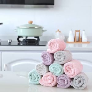 HM Microfiber cleaning cloth hand wash kitchen towel double-sided thick coral fleece household rags JC ELise